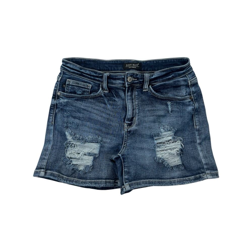 Judy Blue High Rise Shorts Women’s M Medium Wash Distressed Denim